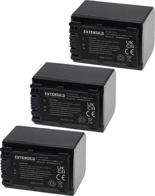 Produktbild von EXTENSILO 3x Akku kompatibel mit Sony DCR-DVD610E, DCR-DVD850E, DCR-DVD710E, DCR-DVD810E, DCR-DVD510E, DCR-DVD650E Kamera (1500 mAh, 7,2 V, Li-Ion)