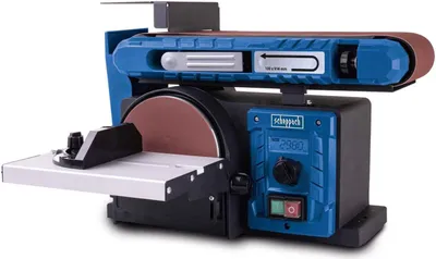 A stationary belt and disc sander on a white background.