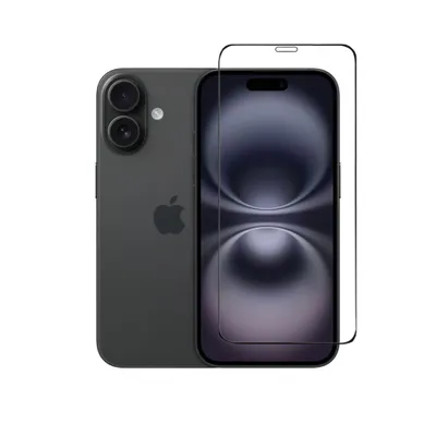 A dark gray iPhone with a screen protector is shown against a white background.