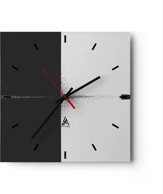 Produktbild von Wanduhr - Quadrat - Glasuhr - Kugel Schwarzweiß Modern - 30x30cm - Schleichendes Uhrwerk - Lautlos - zum Aufhängen bereit - Dekoration Modern - Wanddekoration aus Glas - C3AC30x30-4492