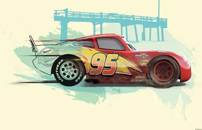 Produktbild von Disney Poster Cars Lightning McQueen Rot, Blau und Creme-Beige - 612149 - 70 x 50 cm