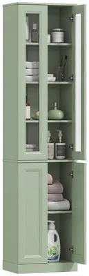 Immagine prodotto di HOMCOM Mobile Bagno Alto a 6 Ripiani con Ripiano Regolabile, Verde Salvia