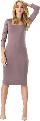 Produktbild von Damen Basic Kleid Mittellang Langarm Abendkleid Dress Cocktailkleid; Cappucino/S/M