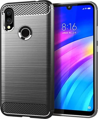 Produktbild von Schutzhülle Handyhülle für Xiaomi Redmi 7 Case Cover Carbon Optik Grau