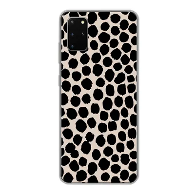 Produktbild von MuchoWow® Handyhülle Schutzhülle Hülle für Samsung Galaxy S20 Plus Polka dots - Schwarz - Beige Silikon Softcase Handy Hülle - Hartschale