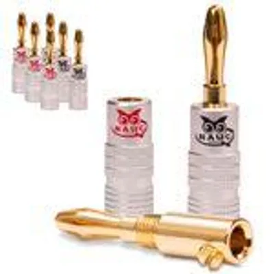 Produktbild von NAUC Bananenstecker 4mm schraubbar 24K vergoldet Lautsprecherkabel 8x Stecker