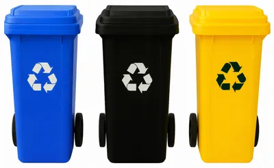 Zdjęcie produktu dla Pojemniki na Śmieci 240l Kosze do Segregacji Odpadów Mocne ZESTAW 3 szt.