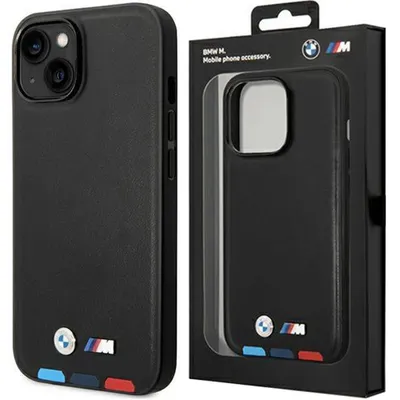 Obrázok produktu pre Puzdro BMW BMHCP14S22PTDK pre iPhone 14 6.1", čierne, čierne, kožená známka Tricolor