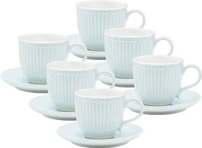 Produktbild von Greengate Alice Tasse mit Untertasse pale blue 8,5 cm Set6