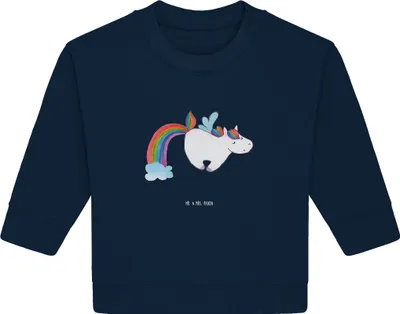 Produktbild von Mr. & Mrs. Panda Organic Baby Pullover Einhorn Fliegendes Pferd 24. - 36. Monat - French Navy - Geschenk, Erwachsenwerden, Unicorn, Bullover, Spielen, Glitzer, Regenbogen