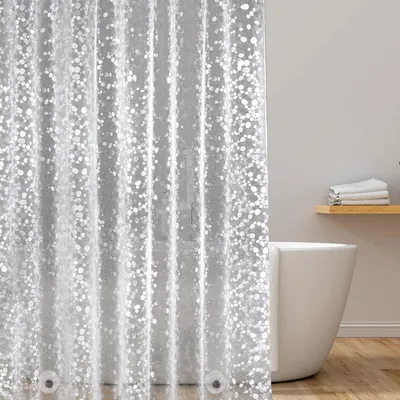 Productafbeelding van Douchegordijn 100 x 200 cm met gewicht en magneten, smal, waterdicht douchegordijn, transparant met 3D-kiezels patroon, EVA anti-schimmel badkamergordijn met 7 ringen