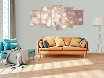 Produktbild von Akustikbild Pusteblumen Blumen 200x100 cm Bilder Akustikschaum Hochleistungsschallabsorber Schallschutz Leinwand 5 tlg Wandbild Raumakustik Schalldämmung b-C-0079-b-p