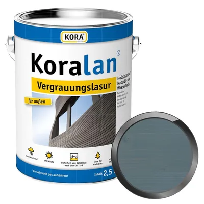 Produktbild von KORA Koralan Vergrauungslasur - 2.5 Liter (ZINK) Wetterschutzlasur