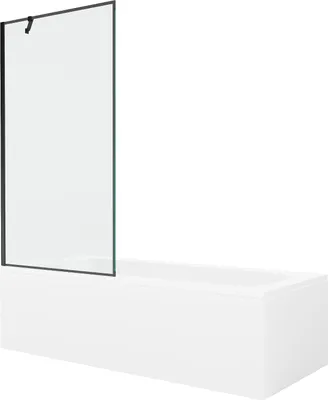 Produktbild von Mexen Vega Rechteckbadewanne 150 x 70 cm mit Verkleidung und 1-flügeliger Duschwand 90 cm, schwarzes Muster - 550115070X9509007?