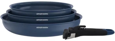 Immagine prodotto di Set di 3 padelle 20-24-28 cm con manico rimovibile Blu Arthur Martin AM2033