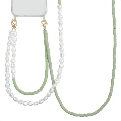 Produktbild von Selencia Handyketten Set mit Perlen und Elastikbändern - Pistache Cream