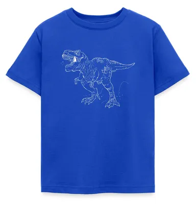 Produktbild von Spreadshirt Dinosaurier Tyrannosaurus Rex T-Rex Skizze Kinder T-Shirt, 122/128 (7-8 Jahre), Royalblau