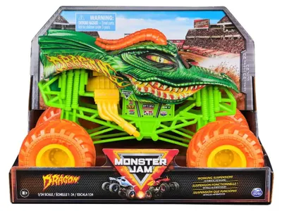 Produktbild von Monster Jam , Dragon Monster Truck im Maßstab 1:24, Monstertruck, 3 Jahr(e), Metall, Kunststoff, Grün, Orange
