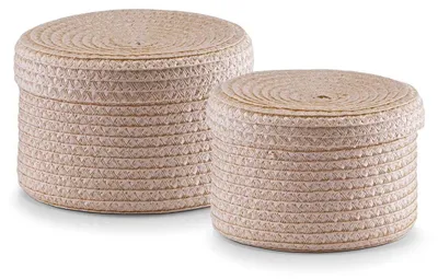 Productafbeelding van Mandenset met deksel, 2-delig, rond, ø 16 x 10 cm, ø 17 x 12 cm