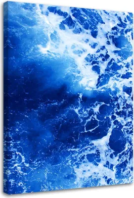 Produktbild von Leinwandbild blaue wellen aquarell 70x100 cm Feeby blau wandbild bereit zum aufhängen