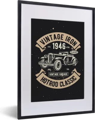 Produktbild von MuchoWow® MuchoWow® Gerahmtes Poster Mancave - Auto - Schwarz - Vintage 30x40 cm - Poster mit zchwarzem Bilderrahmen - Wandposter Schlafzimmer