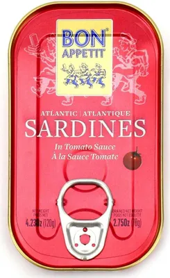 SARDYNKI PORTUGALSKIE W SOSIE POMIDOROWYM 120 g (78 g) - BON APPETIT (BOM PETISCO)