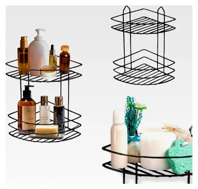 Produktbild von Duschablage Schwarz - Badezimmer Organizer mit zwei Regalen - Hängendes Duschregal - Duschregal Organizer