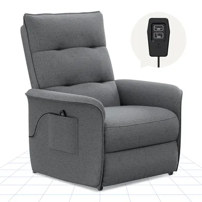 Obrázek produktu pro FLEXISPOT Elektrické polohovací křeslo s funkcí polohování a letním potahem Nastavitelné TV křeslo a TV křeslo, opěradlo 105°-155° (tmavě šedé)