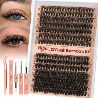 Image de Extension de cils, ensemble de 280 pièces, 40D + 50D, avec colle et applicateur