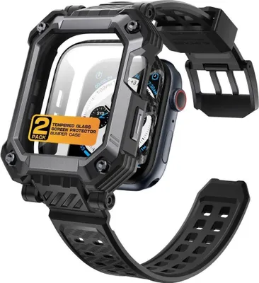 Produktbild von Supcase Unicorn Beetle Pro & Gehärtetes Glas Apple Watch 4 / 5 / 6 / 7 / 8 / Se (44 / 45 Mm) Schwarz