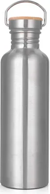 Produktbild von Edelstahl Trinkflasche 1 L, Nicht isoliert, BPA-frei, Auslaufsicher, Fuer Sport und Outdoor-Aktivitaeten