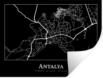 Produktbild von MuchoWow® Wandtattoo Wandsticker Wandaufkleber Karte - Antalya - Stadtplan 120x90 cm Selbstklebend und Repositionierbar - Aufkleber