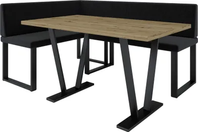 Produktbild von Eckbank AKIKO METAL mit Tisch 196x142 links - Eckbankgruppe f r Ihrem Esszimmer, K che modern, Sitzecke, Essecke. Perfekt f r K che, B ro und Rezeption