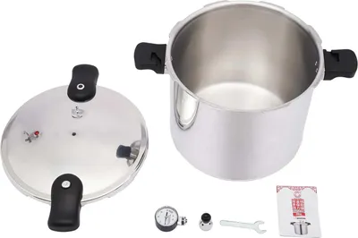 Obrázok produktu pre Tlakový hrniec a konzervačný hrniec - 22 l hliník - Tlakomer 13 PSI/90 kPa - Nevýbušný bezpečnostný ventil - Extra veľký - Svetlosivý