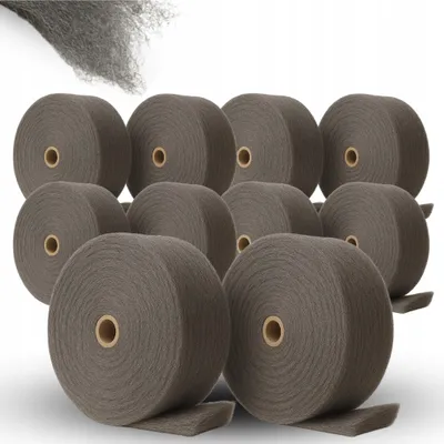 Produktbild von Stahlwolle 10 kg Rolle Grad 0+00 zum Reinigen, Polieren & Renovieren von Metall Holz & Stein – Schleifvlies Polierwolle ca. 10 x 8-9 m 9–10 cm Breite