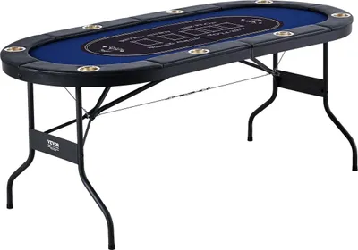 Produktbild von 8 Player Foldable Poker Table, Blackjack Texas Holdem Poker Table with Padded Rails and Stainless Steel Cup Holders, Portable Folding Card Board Game Table, 72" Oval Casino Leisure Table