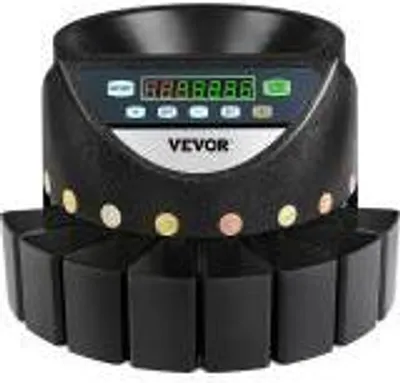Immagine prodotto di VEVOR macchina contamonete 220 V, selezionatrice di monete 300 monete al minuto, selezionatrice di monete 700 monete, contamonete euro con 8 cassette di raccolta, contadenaro, per treni metropolitani