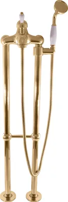 Image de Mitigeur baignoire sur pied LABE avec douchette en laiton doré 110 cm-Chrome céramique---Chrome céramique