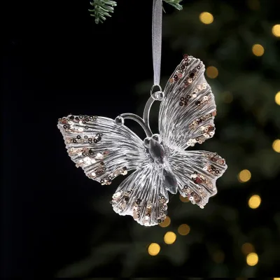 Productafbeelding van Acrylvlinderhanger - Decoratieve hangfiguur - Geschikt voor kerstboomversiering en feestdecoratie - Transparant