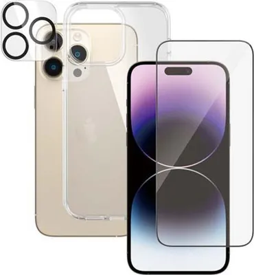 Produktbild von PanzerGlass ® 3-in-1 Set iPhone 14 Pro Max, Apple, Apple - iPhone 14 Pro Max, Trockene Anwendung, Kratzresistent, Schockresistent, Antibakteriell, Transparent, 1 Stück(e)