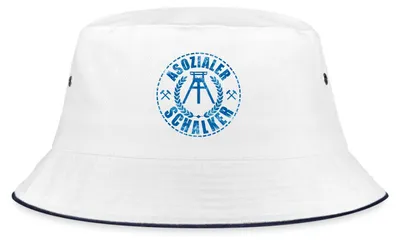 Produktbild von Spreadshirt Asozialer Schalker Spruch Fußball Sport Fischerhut, S/M (Caps), Weiß/Navy