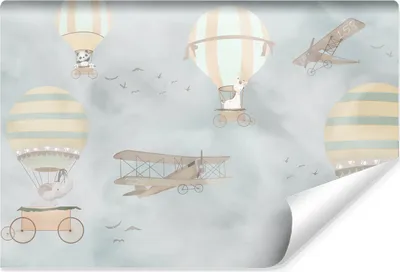 Produktbild von Muralo Vlies Fototapete für Kinder LUFTBALLONS Tiere Flugzeuge Br. 104cm x Hö. 70.5cm