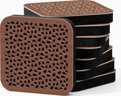 Zdjęcie produktu dla opakowanie 8 sztuk - Mini panel akustyczny pochłaniający dźwięk | 23 x 23 cm | Kolor: (orzech, ENRIA)