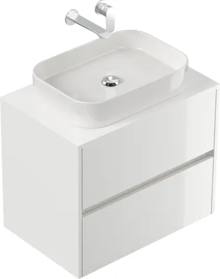 Produktbild von Badmöbel Taifun 70cm mit rechteckigem Aufsatzwaschbecken weiß Hgl : Weiss hochglanz