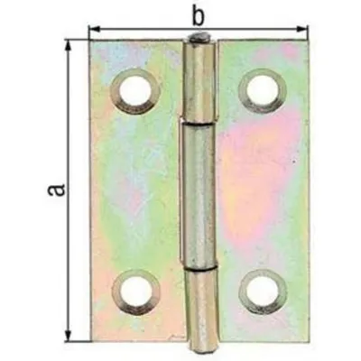 Productafbeelding van Scharnier, smal model, met beschadigde messingpen, 60 x 34 mm, verzinkt (sendzimir)