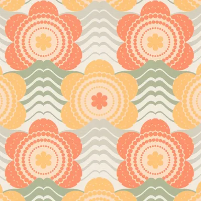 Immagine prodotto di Profhome 395394-GU Carta da parati retrò Fiori arancione grigio ocra-giallo verde oliva 4,5 m2