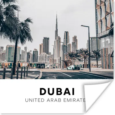 Produktbild von MuchoWow® Poster Dubai - Straße - Skyline 50x50 cm - Wohnzimmerdekoration