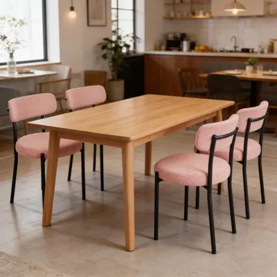 Produktbild von Esszimmerstühle Set (4 St),Küchenstuhl Polsterstuhl Wohnzimmerstuhl,Sitzfläche aus Teddy Samt,Ergonomisches Design,für Esszimmer und Wohnzimmer Rosa