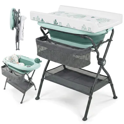 Imagen del producto de Bañera plegable para bebés con altura ergonómica y sistema de desagüe