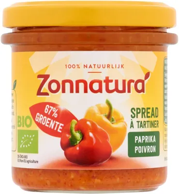 Productafbeelding van Zonnaturagroentespread paprika  (135 gr)